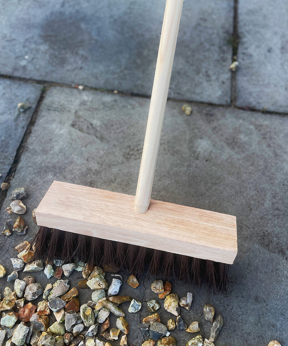 Traditional Wooden Flat Top Broom With Handle - Stiff
